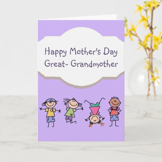 Happy Moederdag Great Grandmoeder Fun Kinder Kaart (Gele Bloem)