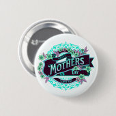Happy Moederdag Green Paars Floral Ronde Button 5,7 Cm (Voorkant /achterkant)