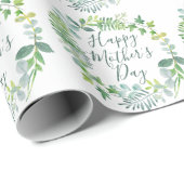 Happy Moederdag Greenery Foliage Wreath Cadeaupapier (Rol Hoek)