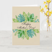 Happy Moederdag Greenery laat Waterverf over Kaart (Gele Bloem)