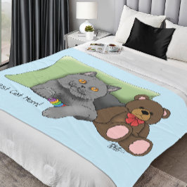 Happy Moederdag Grey Cat Fleece Deken