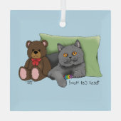 Happy Moederdag Grey Cat Glas Ornament (Achterkant)