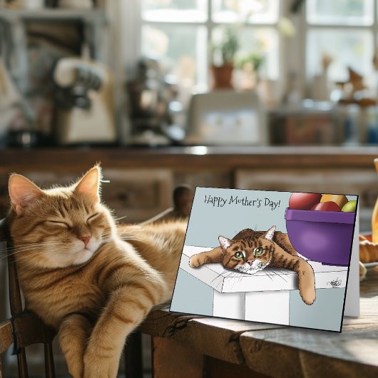 Happy Moederdag Grey Cat Kaart