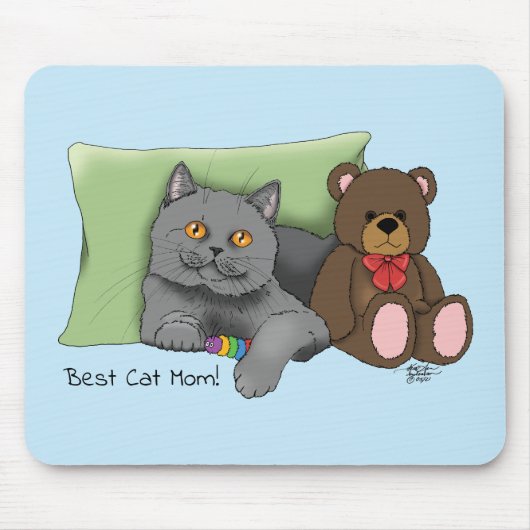 Happy Moederdag Grey Cat Muismat (Voorkant)