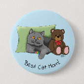 Happy Moederdag Grey Cat Ronde Button 7,6 Cm (Voorkant)