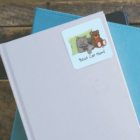 Happy Moederdag Grey Cat Vierkante Sticker