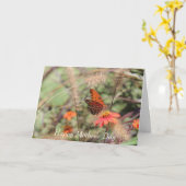 Happy Moederdag - Gulf Fritillary op Zinnia Kaart (Gele Bloem)