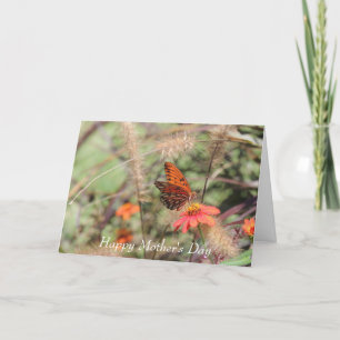 Happy Moederdag - Gulf Fritillary op Zinnia Kaart