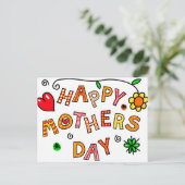 Happy Moederdag Hand Drawn Cartoon Typografie Briefkaart (Staand voorkant)