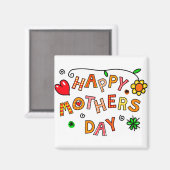 Happy Moederdag Hand Drawn Cartoon Typografie Magneet (Voorkant / Achterkant)