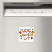 Happy Moederdag Hand Drawn Cartoon Typografie Magneet (Insitu (Vaatwasser))