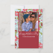 Happy Moederdag Hand Drawn Florals Red Kaart (Voorkant)