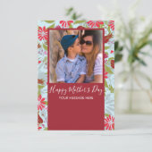 Happy Moederdag Hand Drawn Florals Red Kaart (Staand voorkant)