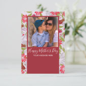 Happy Moederdag Hand Drawn Florals Red Kaart (Staand voorkant)