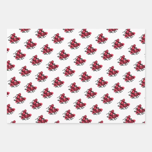 Happy Moederdag Handlettering Heart Moederdag Inpakpapier Vel (Voorkant 3)