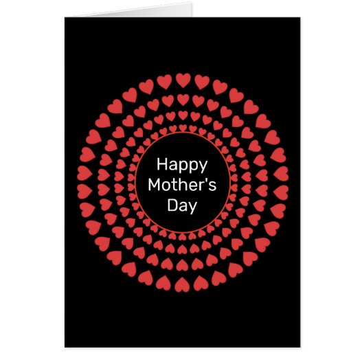 Happy Moederdag Heart Circle Mandala op zwart (Voorkant)