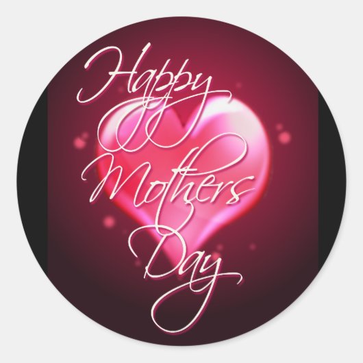 HAPPY MOEDERDAG HEART DOOR SHARON SHARPE RONDE STICKER (Voorkant)