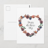 Happy Moederdag Heart Floral Flowers Script Briefkaart (Voorkant / Achterkant)