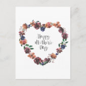 Happy Moederdag Heart Floral Flowers Script Briefkaart (Voorkant)
