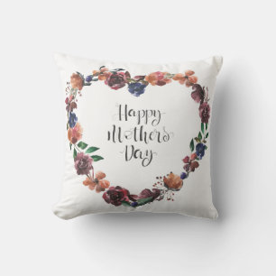 Happy Moederdag Heart Floral Flowers Script Kussen