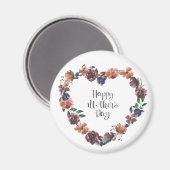Happy Moederdag Heart Floral Flowers Script Magneet (Voorkant / Achterkant)