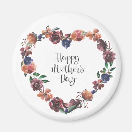 Happy Moederdag Heart Floral Flowers Script Magneet (Voorkant)