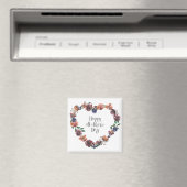 Happy Moederdag Heart Floral Flowers Script Magneet (Insitu (Vaatwasser))