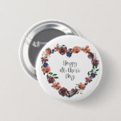 Happy Moederdag Heart Floral Flowers Script Ronde Button 5,7 Cm (Voorkant /achterkant)