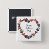 Happy Moederdag Heart Floral Flowers Script Vierkante Button 5,1 Cm (Voorkant /achterkant)