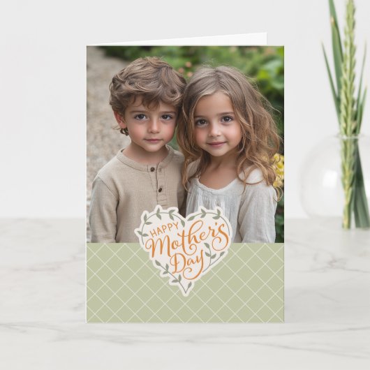 Happy Moederdag Heart Gevouwen Wenskaart Kaart (Voorkant)