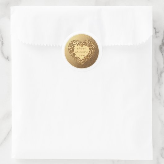 Happy Moederdag Heart Gold Stickers (Tas)