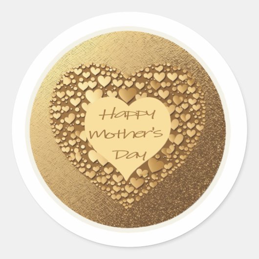 Happy Moederdag Heart Gold Stickers (Voorkant)