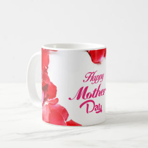 Happy Moederdag - Heart Shaped Roos Petals Koffiemok