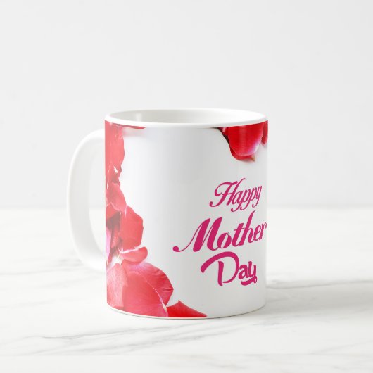 Happy Moederdag - Heart Shaped Roos Petals Koffiemok (Voorkant links)
