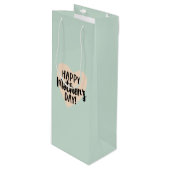 Happy Moederdag Heart Wine Gift Bag Wijn Cadeautas (Voorkant Gekanteld)