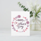 Happy Moederdag Hearts Floral Wreath Bouquet Briefkaart (Staand voorkant)