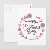 Happy Moederdag Hearts Floral Wreath Bouquet Briefkaart (Voorkant / Achterkant)