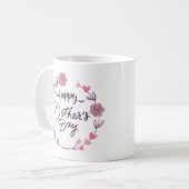 Happy Moederdag Hearts Floral Wreath Bouquet Koffiemok (Voorkant links)