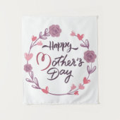 Happy Moederdag Hearts Floral Wreath Bouquet Wandkleed (Voorkant)