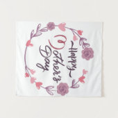 Happy Moederdag Hearts Floral Wreath Bouquet Wandkleed (Voorkant (horizontaal))