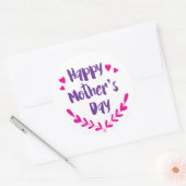 Happy Moederdag, Hearts - Glossy, LG., Ronde Sticker (Envelop)