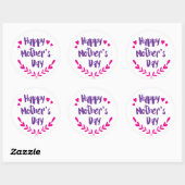 Happy Moederdag, Hearts - Glossy, LG., Ronde Sticker (Vel)