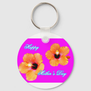 Happy Moederdag Hibiscus Oranje Magenta JGibney Sleutelhanger