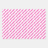 Happy Moederdag Hot Pink en White Inpakpapier Vel (Voorkant 2)
