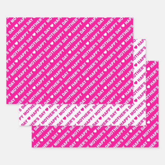 Happy Moederdag Hot Pink en White Inpakpapier Vel (Set)