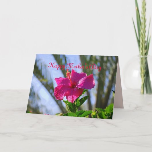 Happy Moederdag Hot Pink Hibiscus Card Kaart (Voorkant)