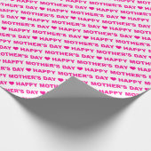 Happy Moederdag Hot Pink op wit Cadeaupapier (Hoek)
