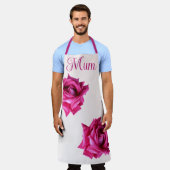 Happy Moederdag  hot pink roos floral fun Schort (Gedragen)