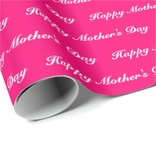 Happy Moederdag hot roze white script elegant Cadeaupapier