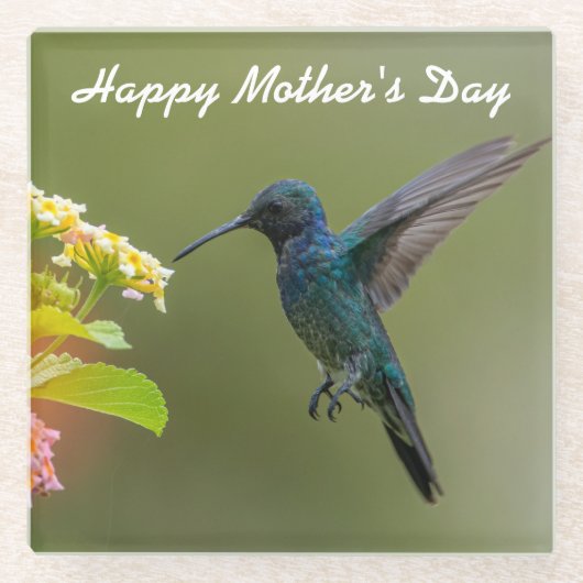 Happy Moederdag Hummingbird Onderzetter Glazen Onderzetter (Voorkant)